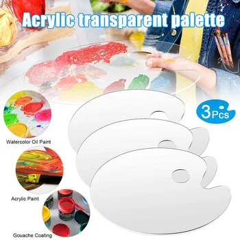 

3 Pcs Clear Acrylic Painting Palette Transparent Portable for DIY Art Craft Painting HKS99