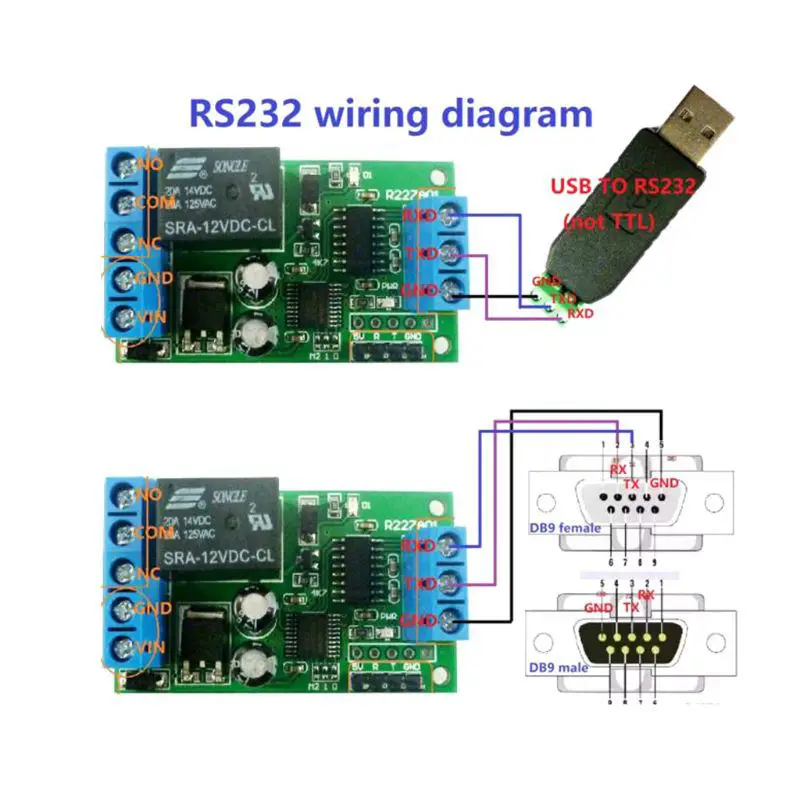 1 канал 2 в 1 реле 12 в Rs232 Ttl232 модуль постоянного тока переключатель дистанционного управления компонент Uart порт для автомобильного двигателя
