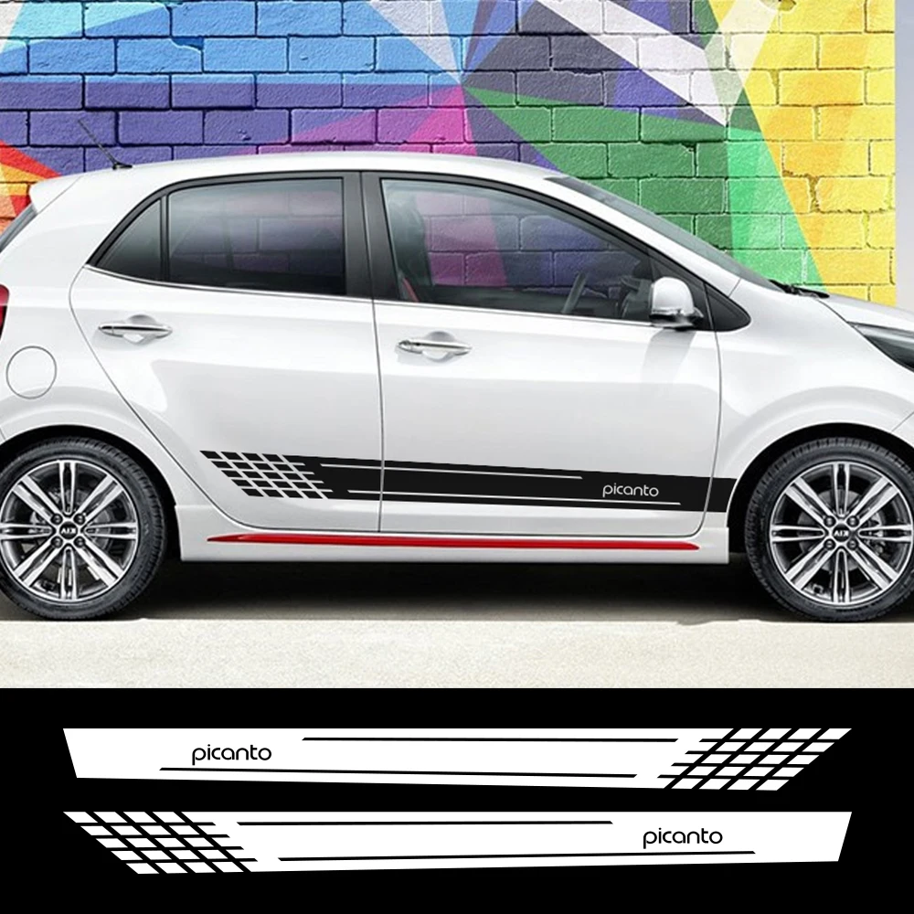 2 шт. Авто боковой двери юбка в полоску наклейки для Kia Picanto Светоотражающие