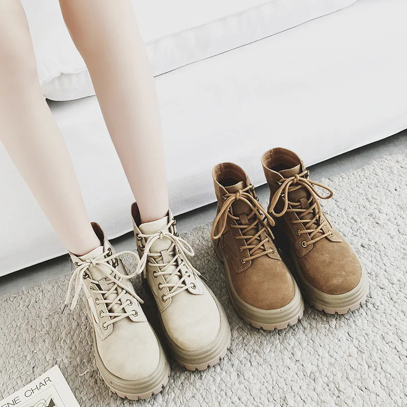 

W Red Man Spring And Autumn 2019 New Style INS Martin Boots Women's British-Style Students Korean-style Versatile Short Boots Lo