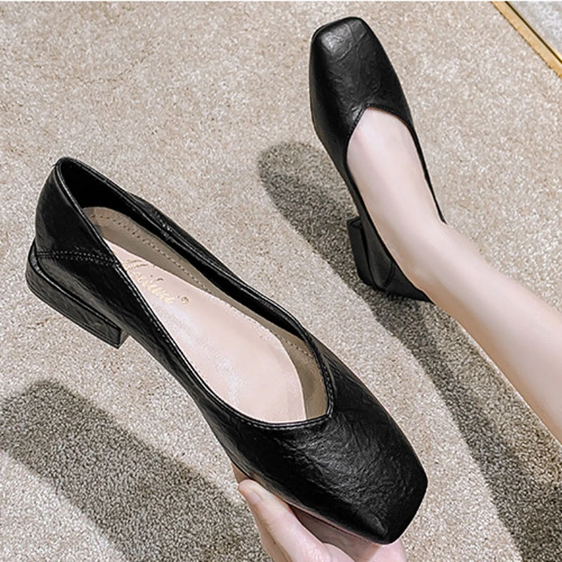 Mocasines Vintage de cuero suave para alpargatas de bajo con punta cuadrada, zapatos calzado para mujer, 2020|Zapatos planos de mujer| - AliExpress