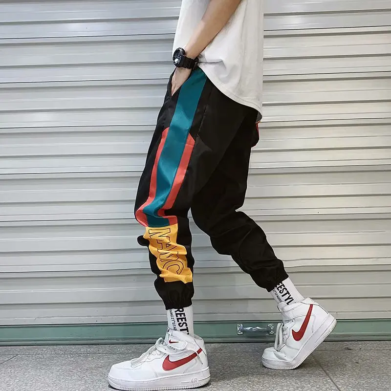 

Hip Hop Streetwear Men's Splice Joggers Pants Fashion Men Casual Cargo Pant Trousers High Street Elastic Waist Harem Pant Men