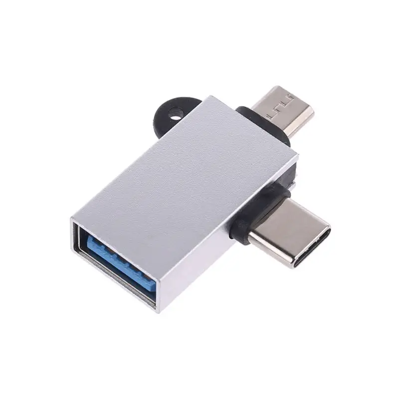 2 в 1 USB 3,0 мама к Micro USB и type C OTG адаптер конвертер для Android Google Nexus samsung Galaxy Note устройств - Цвет: Серебристый