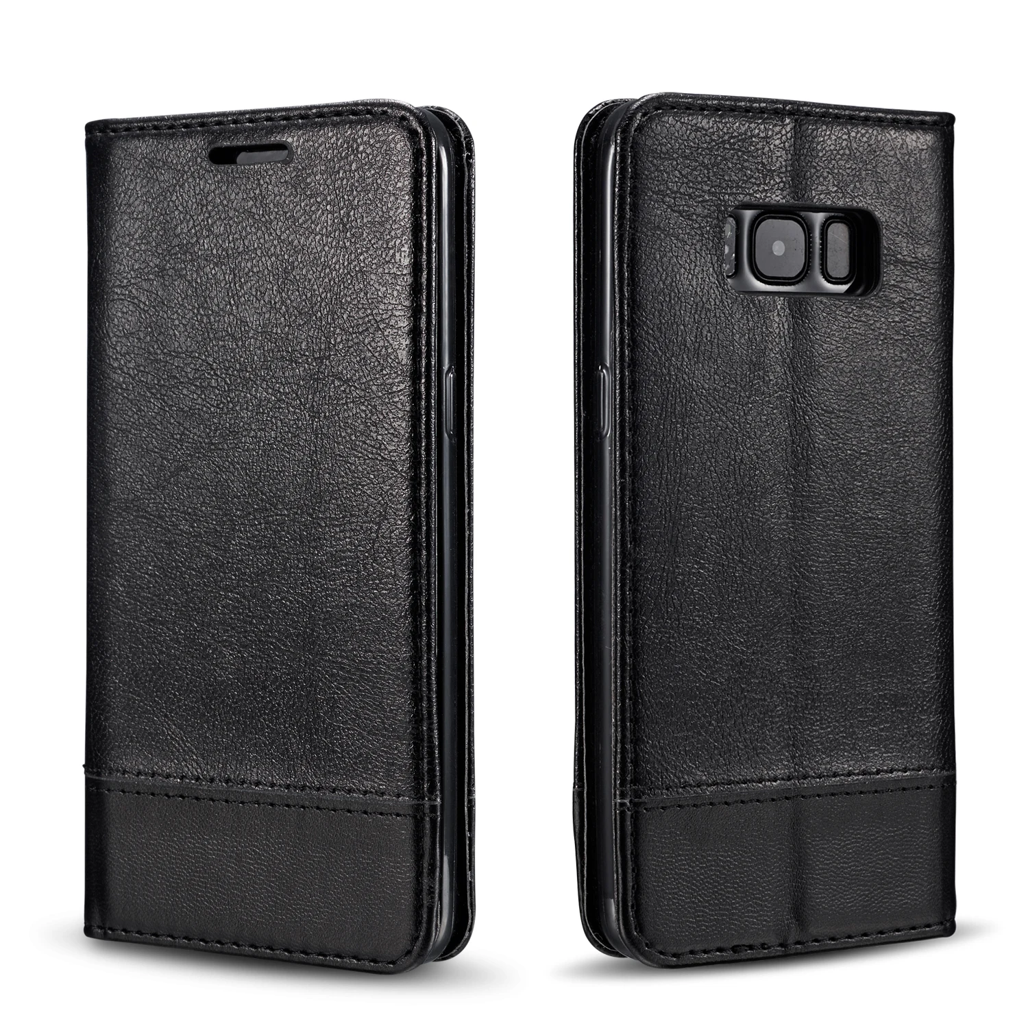 Black Кожаный чехол с зернистой текстурой для samsung Galaxy S10e S10 S9 S8 Plus S6 S7 Edge Note 10 9 8 5 Магнитный откидной Чехол-бумажник с отделением для карт и ремешком - Цвет: Black