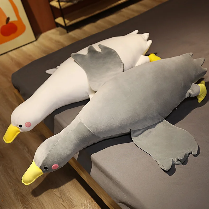 

1pc 80-120cm Animal Appease Goose Plush Toys Cute Big lying Goose Lovely Pillows Stuffed Soft Toys for Baby Girls Birthday Gift