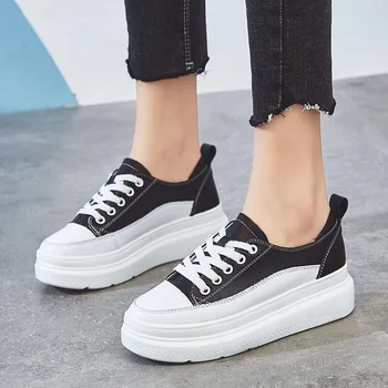 

Wedge Sneakers Plataform Women Chunky Sneakers Black and White Shoes Woman Spring Shoes Women 2020 Zapatos Casuales Mujer New