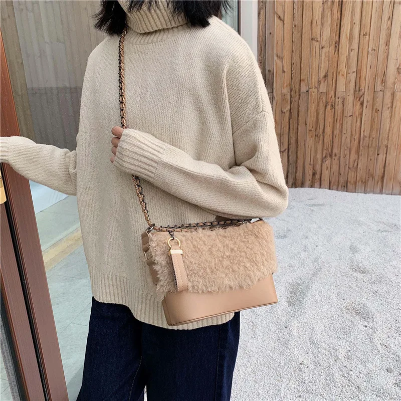

Autumn And Winter Bag WOMEN'S Messenger Bag Ins2019 New Style Fashion Korean-style Versatile Furry rong bao Fashion Textured Hob