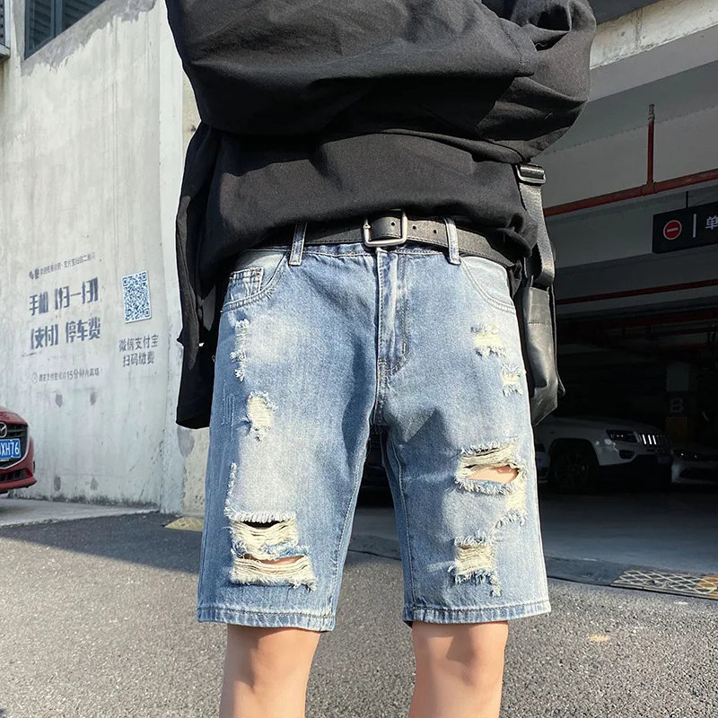 Summer Denim Shorts Men's Hole Beggar 