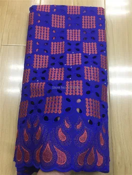 

Hot Selling 100% Cotton African Dry Lace Fabric Nigerian Lace Fabric 2019 High Quality Swiss Voile In Switzerland 13FS-3 BLUE
