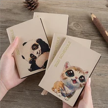 Милые 2 шт.* планировщик, органайзер A7, дневник, записная книжка, еженедельник, ежемесячный блокнот, милые животные