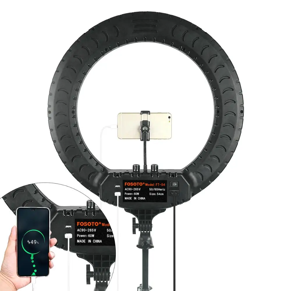  FOSOTO FT-54 21 Inch Led Ring Light 2700 -6500K Photography Lighting Camera Phone Makeup Video Ring - 4000389459133