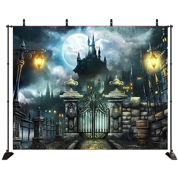 

Acejoker Halloween Backdrop Ghost Castle Cemetery Moon Photography Background Vinyl Photo Studio Props