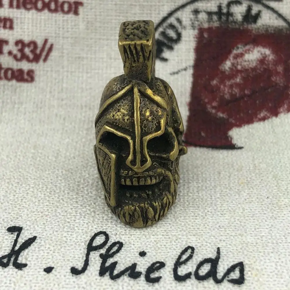 

1PC Retro Brass Copper Spartan Helmet Skull EDC Paracord Beads Knife Beads Umbrella Rope Cord Necklace Bracelet Lanyard Pendants
