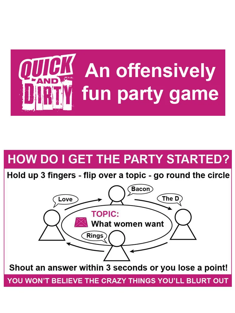 Quick And Dirty An Offensively Fun Party Card Game Family Entertainment Playing Games Holiday Party Board Game Flirty Fun Pack Quick And Dirty An Offensively Fun Party Card Game Family Entertainment Playing Games Holiday Party Board Game Flirty Fun Pack
