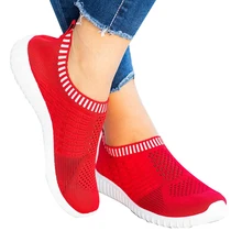 Женская уличная прогулочная обувь; Повседневные Удобные сетчатые кроссовки без застежки; мягкая Нескользящая дышащая легкая женская обувь;