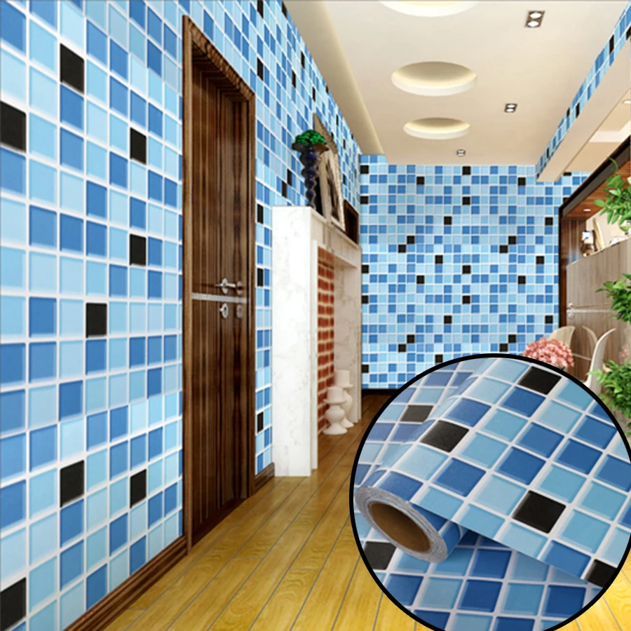 Bathroom Waterproof Mosaic Wall Stickers Kitchen Oil Proof Decoration Wallpaper Bath Toilets Self Adhesive Tiles Decorative Film