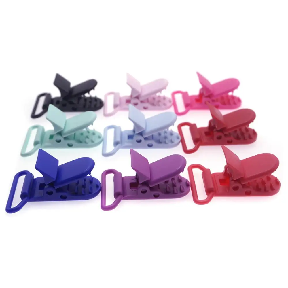 100 Pcs 20 Color Mixed Hot D Shape 25mm Plastic Baby Pacifier Clip Holder Newborn Baby Dummy Soother Bib Toy Chain Gift 3