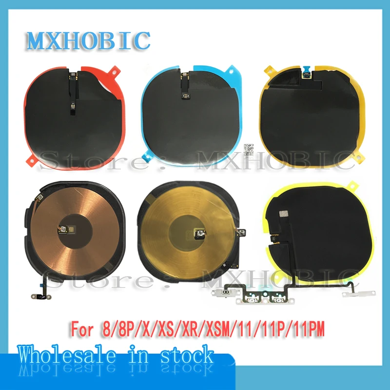 10pcs Wireless Charging Chip Coil For iPhone 8 Plus X XS XR 11 Pro Max NFC Charger Panel with Volume Flex Cable Ribbon | Мобильные