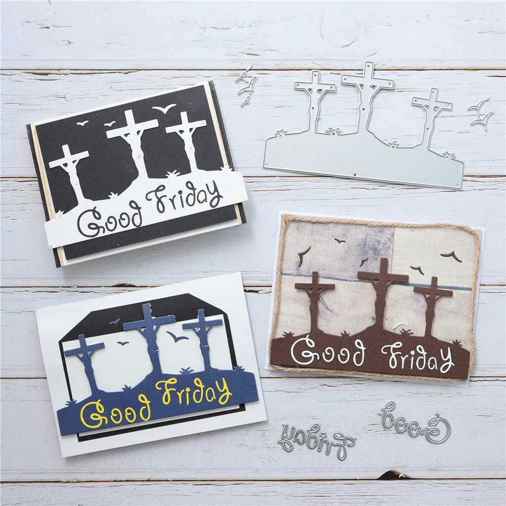 YaMinSanNiO Good Friday Letter Metal Cutting Dies Cross Scrapbooking for DIY Cards Making Embossing Stencil Craft Cut New | Дом и сад