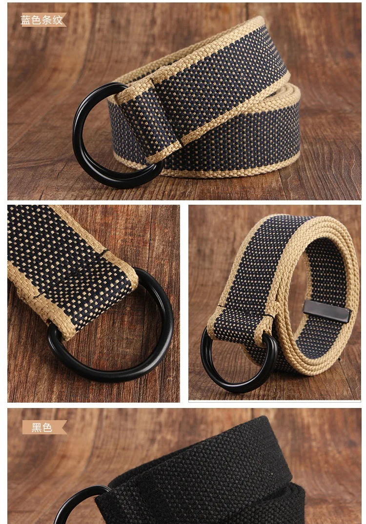 17colors vitality Canvas belt for men/women Alloy Double ring buckle Non-porous Design Korean simplicity waist belt for jean ranger belt