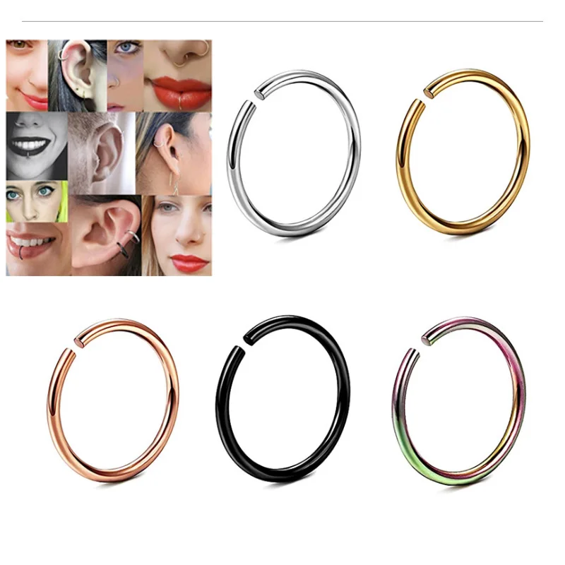 2pcs 20G 0.8mm Thin Fake Nose Ring Septum Helix Nostril Piercing Labret Lip Fake Piercing Titanium Cartilage Earrings Hoop nose rings piercing jewelry body piercing earrings ear piercing jewelry hoop earrings body piercing jewelry body jewelry
