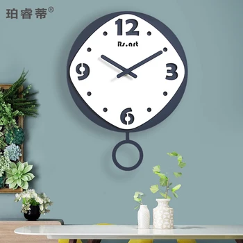 

Pendulum Simple Art Wall Clock Modern Design Nordic Wooden Creative Stylish Wall Clocks Minimalist Reloj Casa Home Decor AA50WC