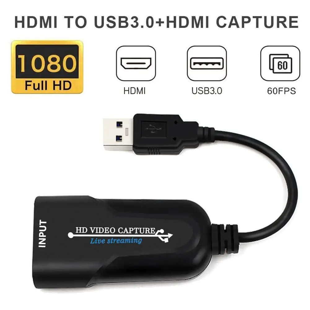 Diffusion en Direct EDUPUP Carte de Capture vidéo HDMI vers USB 3.0 Audio Video Capture Cartes HD 1080p Enregistrement vidéo Grabber Audio pour Jeux 