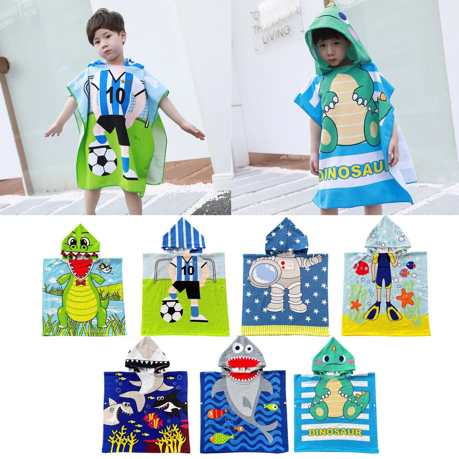Toalla de playa con capucha de dibujos animados para niños, manta de dinosaurio, súper absorbente Toalla de baño, toalla de piscina, bata infantil, de ropa| - AliExpress
