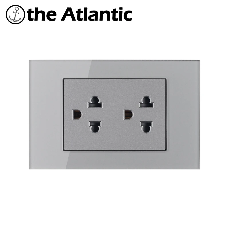 118mm*75mm Us Plug Socket Wall Power Socket With Gray Glass Frame