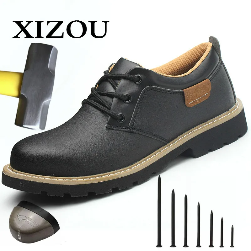 XIZOU-botas militares de camuflaje transpirables para hombre, zapatos de trabajo a la moda, con puntera de acero protectora, antigolpes, ligeras, envío directo