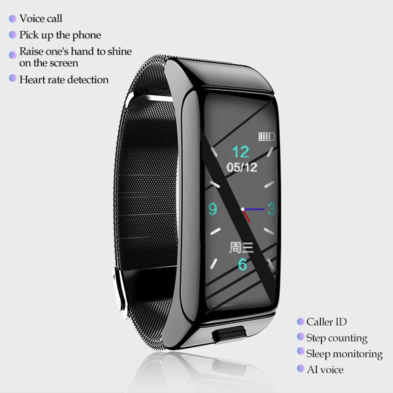 Fghgf B6 smart Bracelet Bluetooth headset two in one call listen to music heart rate monitor step fashion