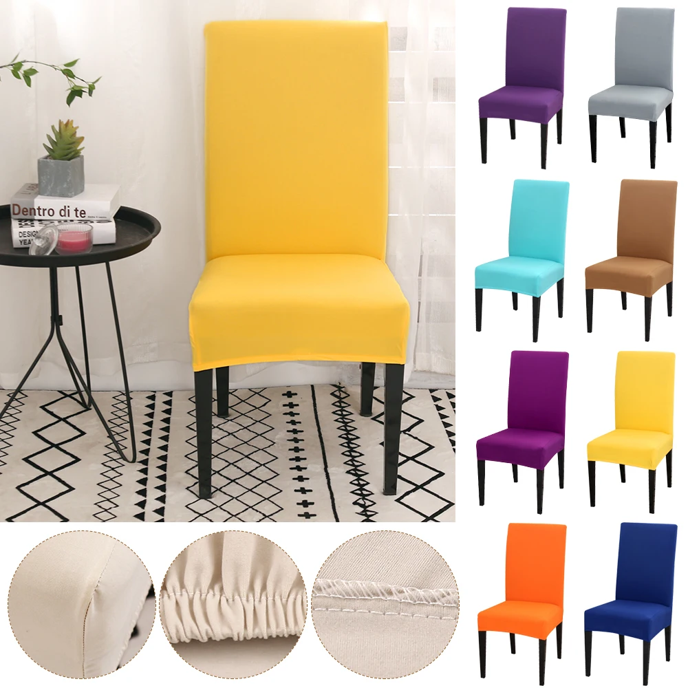 Solid Color Chair Cover Stretch Elastic Slipcovers For Dining Rooms White Kitchen Wedding Banquet Hotel 1/2/4/6PCS | Дом и сад