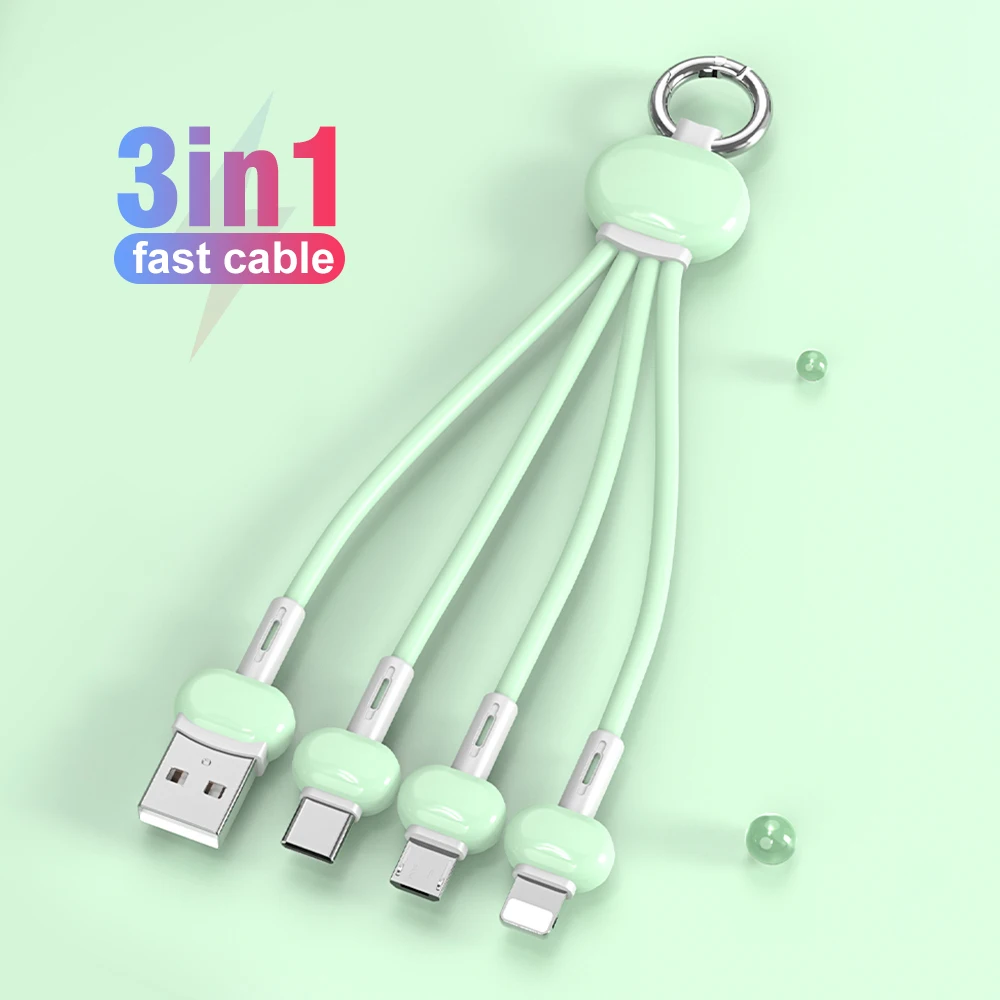 2.4A 3 в 1 Micro USB/Type C/8 Pin мульти-кабель для зарядки iPhone 13 12 11 Huawei P40 Pro S10 | Мобильные