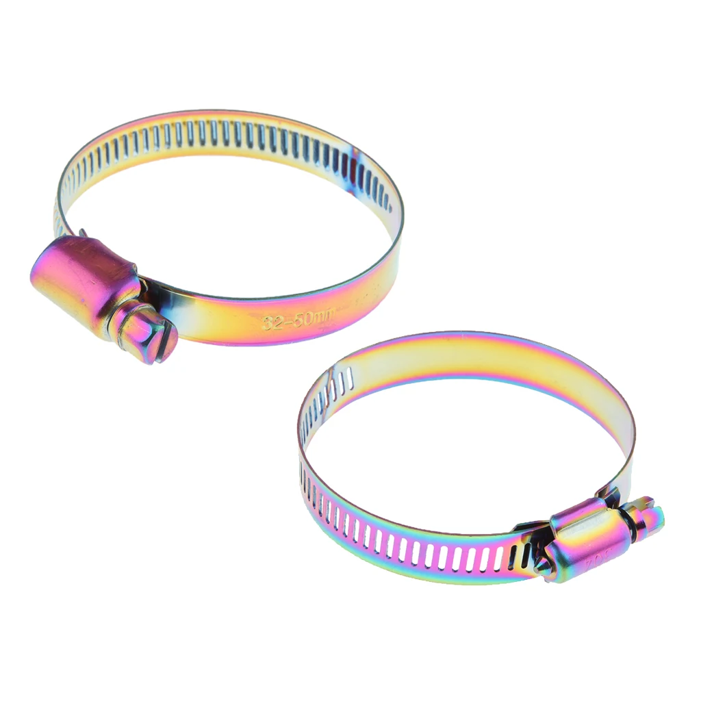 2 Pieces Motorcycle Adjustable Fuel Injection Style Hose Clamp for Diesel Petrol Pipes 32-50mm/40-63mm