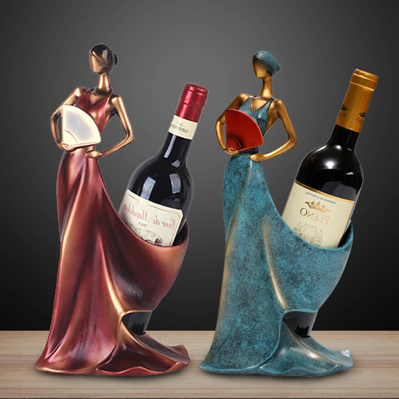 

European Creative wine bottle holder home decoration Luxury Whisky Beer Bottle resin crafts wine rack stand