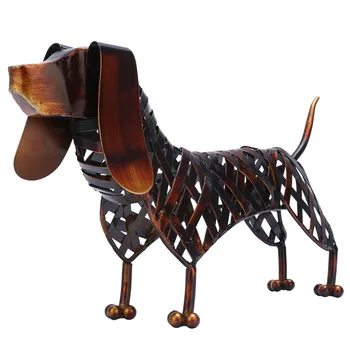 

Tooarts Braided Dog Sculpture Modern Iron Ornament Braided Figurine Handmade Craft Special Animal Styling Shelf Home Decor