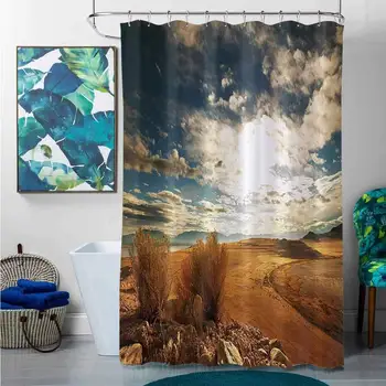 

Shower Curtains Beach Americana Landscape Decor,Prairie Hot USA Mississippi River Valley with Idyllic View Image,Orange Blue,W69