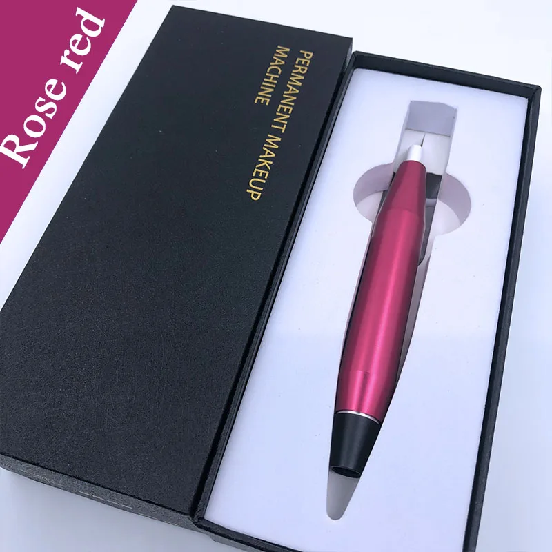 red with EU plug Профессиональная ручка для тату для перманентного макияжа бровей контур губ ручка красота Искусство татуировки пистолет с картриджем иглы - Цвет: red with EU plug
