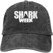 Shark Week, унисекс, джинсовая бейсболка с эффектом потертости, Кепка с рыбкой, регулируемая задняя застежка, Кепка водителя грузовика