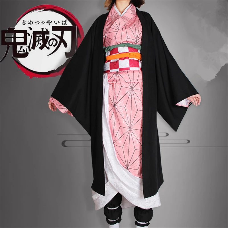 Аниме Kamado Nezuko Demon Slayer: Kimetsu no Yaiba Косплей Костюм Костюмы на Хэллоуин наряды женское платье кимоно
