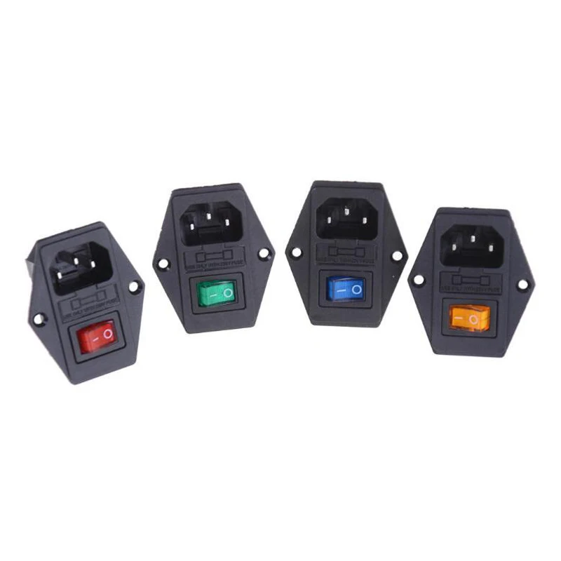 Free Shipping 1pcs Hot 10A 250V Inlet Module Plug Fuse Switch Male Power Socket 3 Pin/4pin IEC320 C14 New | Обустройство дома