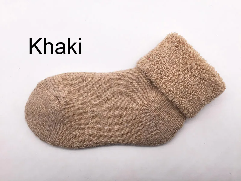 khaki Носки для маленьких мальчиков толстые шерстяные детские носки для девочек, зимние мягкие теплые носки-тапочки Детская одежда для девочек WZ05 - Цвет: khaki