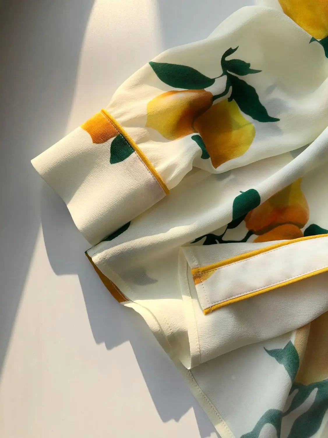 Women Silk Blouse French Fresh Autumn Lazy  Lemon