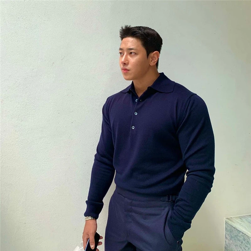 

New Autumn Men Polo Shirt Brand Clothing Stretch Cotton Men Business Fashion Male Polo Shirt Long Sleeve Breathable Polo Shirt