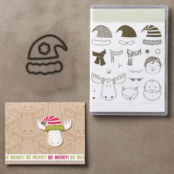 

JC Metal Cutting Die and Rubber Stamp Scrapbooking Elderly Child Deer Hat Craft Stencil Card Make Album Sheet Decoration Die Cut