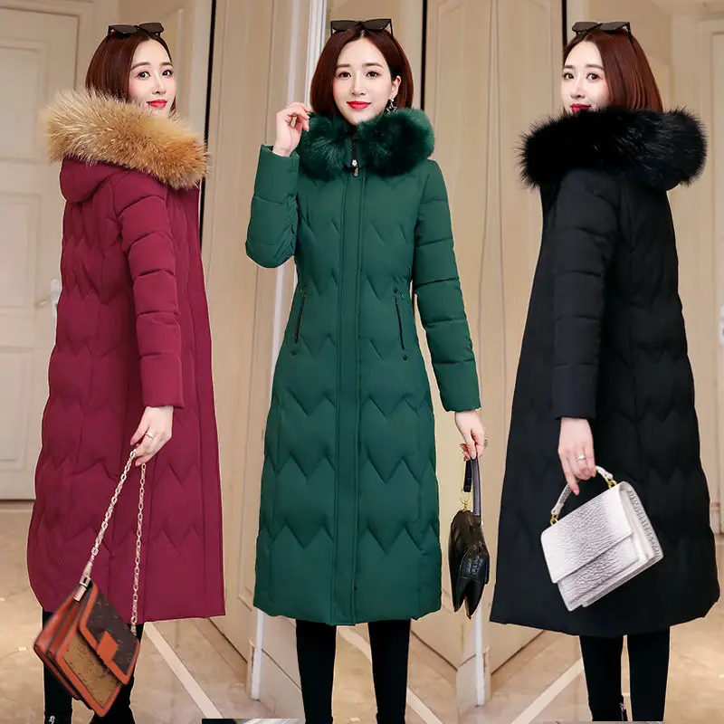 Plus Size 4XL 5XL Winter Jacket Women Hooded Fur Collar Jacket Female Warm Long Winter Coat Women Slim Thicken Parka Mujer C5935