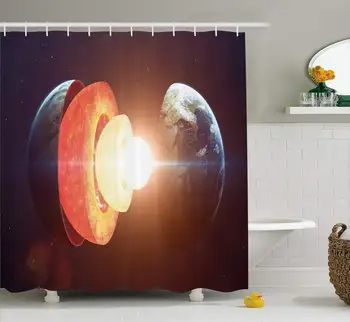 

Core of Earth Structure Shower Curtain, Bath Curtain Durable Waterproof Fabric Bathroom Curtain,72 x 96 Inches