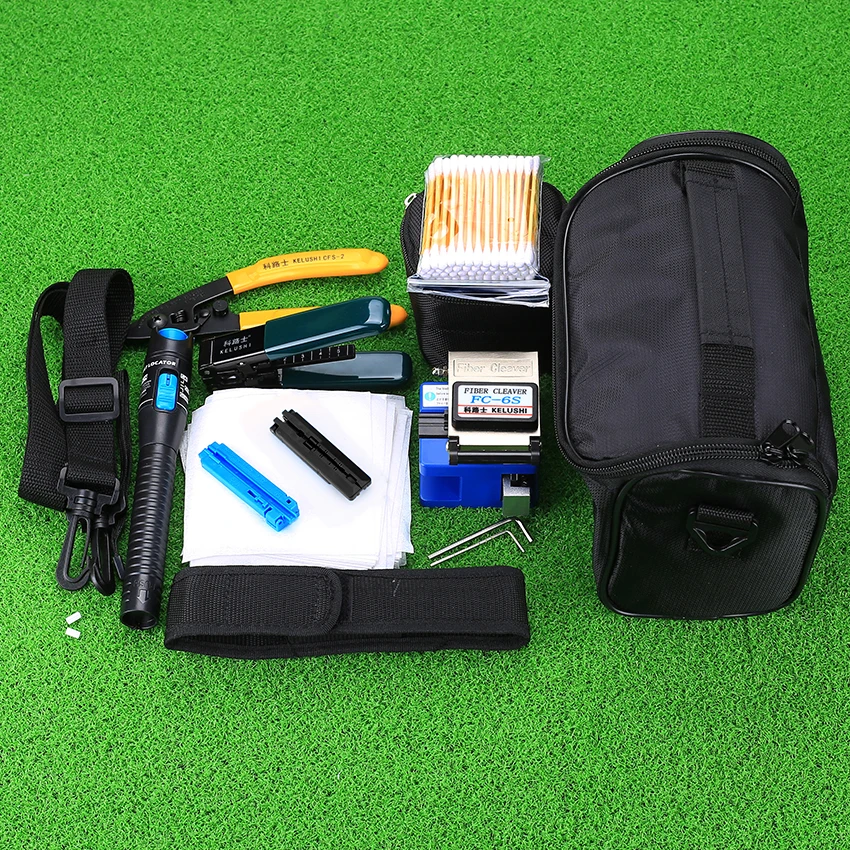 13 Pcs/Set FTTH Fiber Optic Tools Kit with FC-6S Cleaver and  5mW Visual Fault Locator Wire Stripper