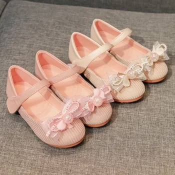 

Girls Pearl Bowknot Princess Shoe Student Soft Bottom Dance Performance Shoes H1203
