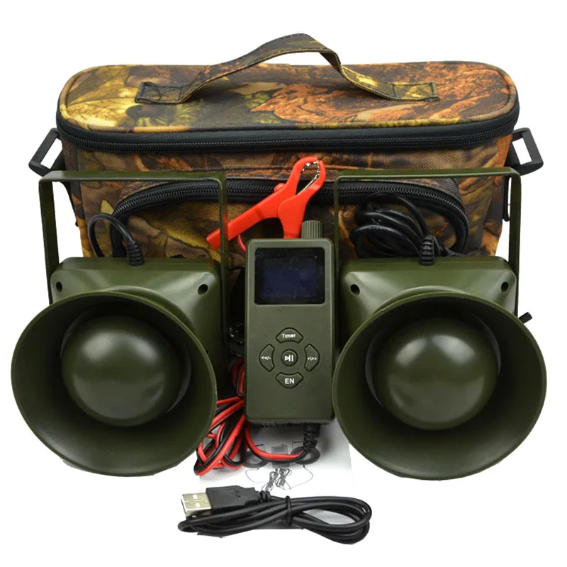 

300 Sounds 2x60W External Loud Speaker with Timer On/Off Electronics Mp3 Hunting Bird Caller Turkey Hunting Decoys Green Color